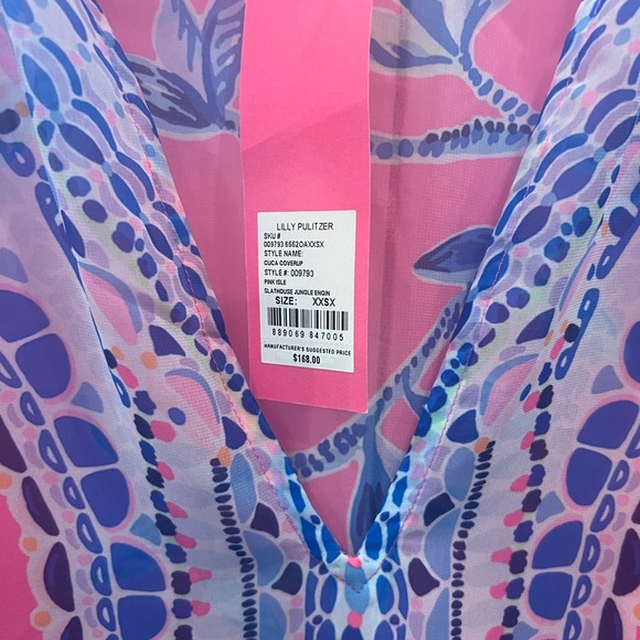 Lilly Pulitzer Pink and Blue Patterned Kaftan Cover Up - Picture 3 of 5